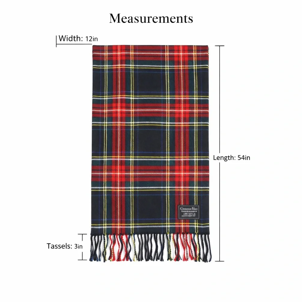 Christian Dior Cashmere Tartan Plaid Scarf Red Green Fringe Made England 54”